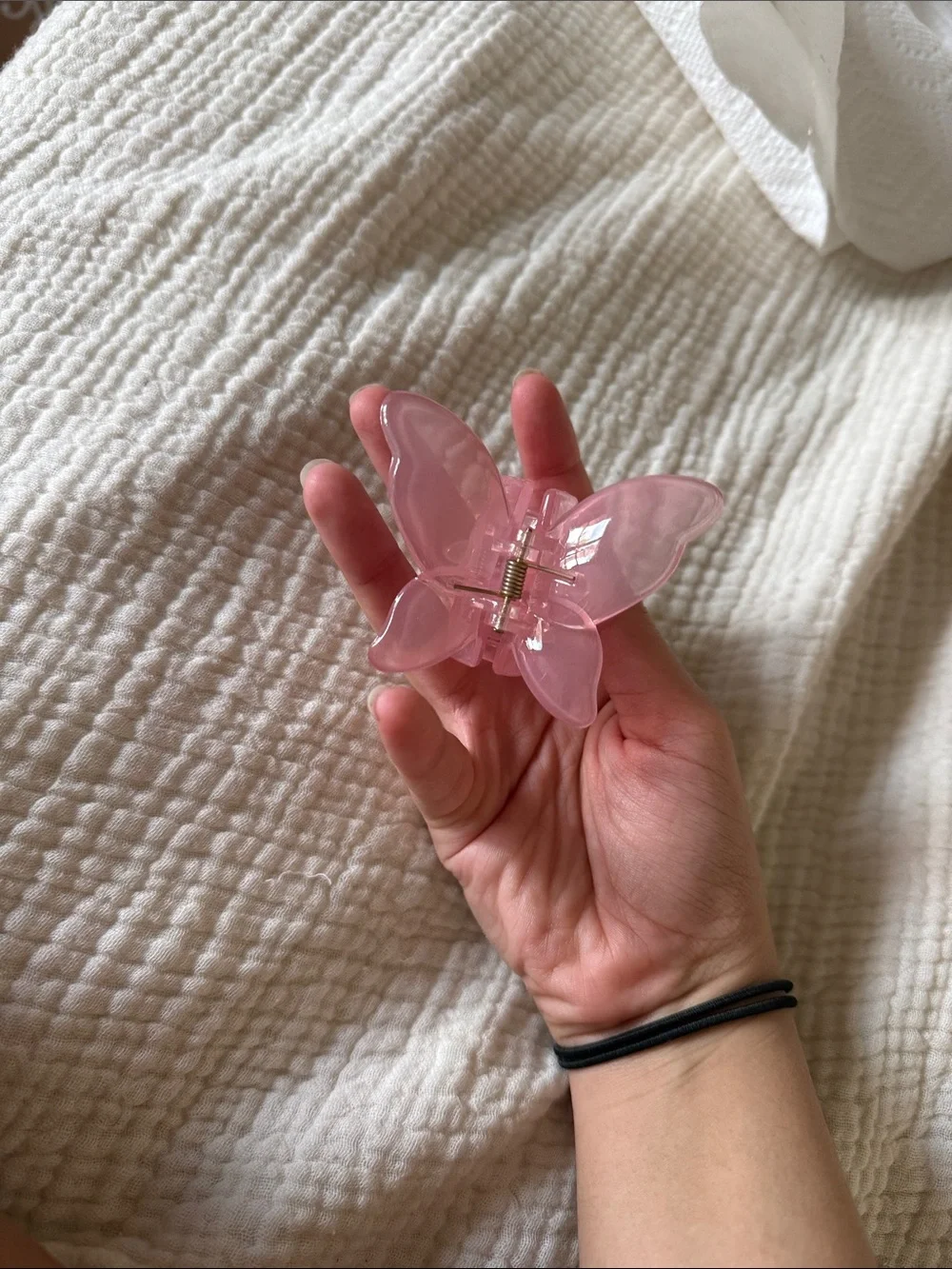 Light pink butterfly hair clip claw pastel baby